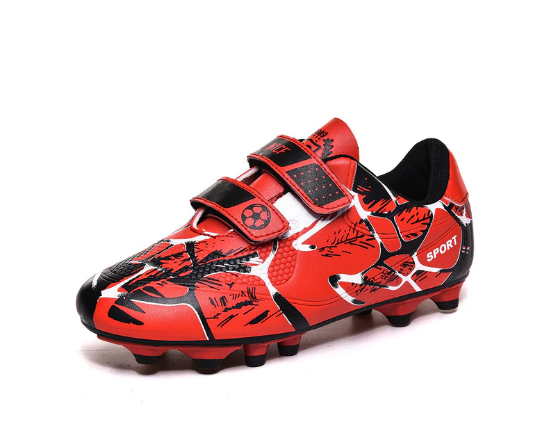 Soccer Shoes Kids Boys Professional Men Cleats Training Football Boots - Red - Red