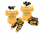 Baby Kids Girl Clothes Short Sleeve Romper Pants Sunflower Outfit - ShortPants