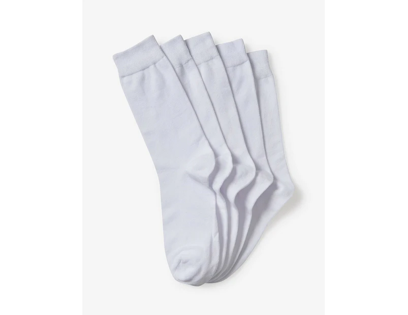 RIVERS - Mens Socks -  5 Pack Crew Core Socks - White