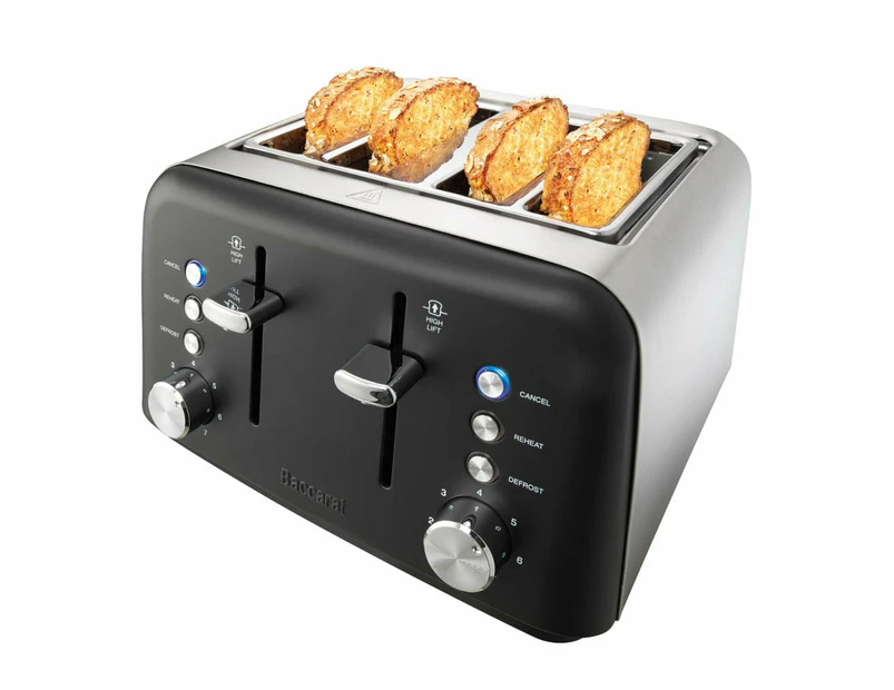 Baccarat The Toasty Slice 4 Slice Toaster Size 28.5X29.0X19.3cm in Black