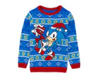 Sonic The Hedgehog Childrens/Kids Knitted Christmas Jumper (Sky Blue) - NS6924