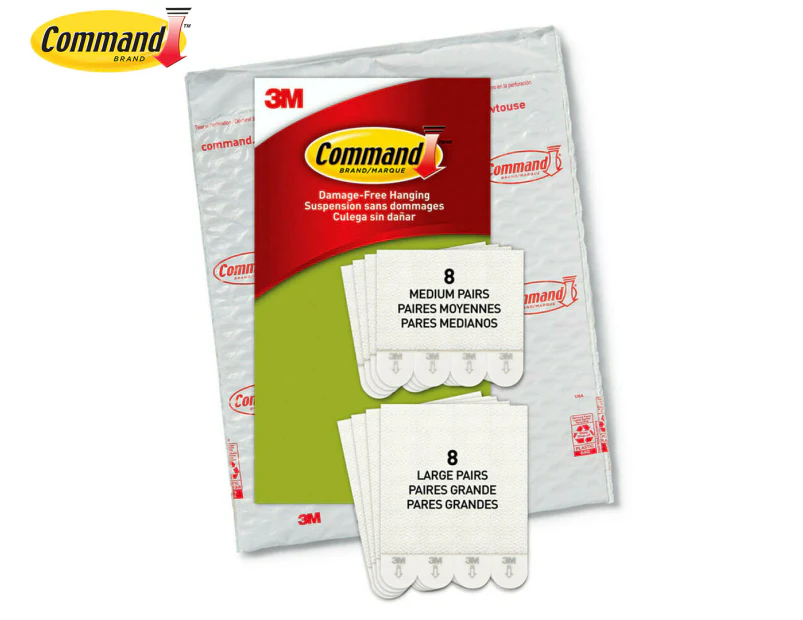 Command Medium & Large Adhesive Picture Hanging Strips 16-Pack - White