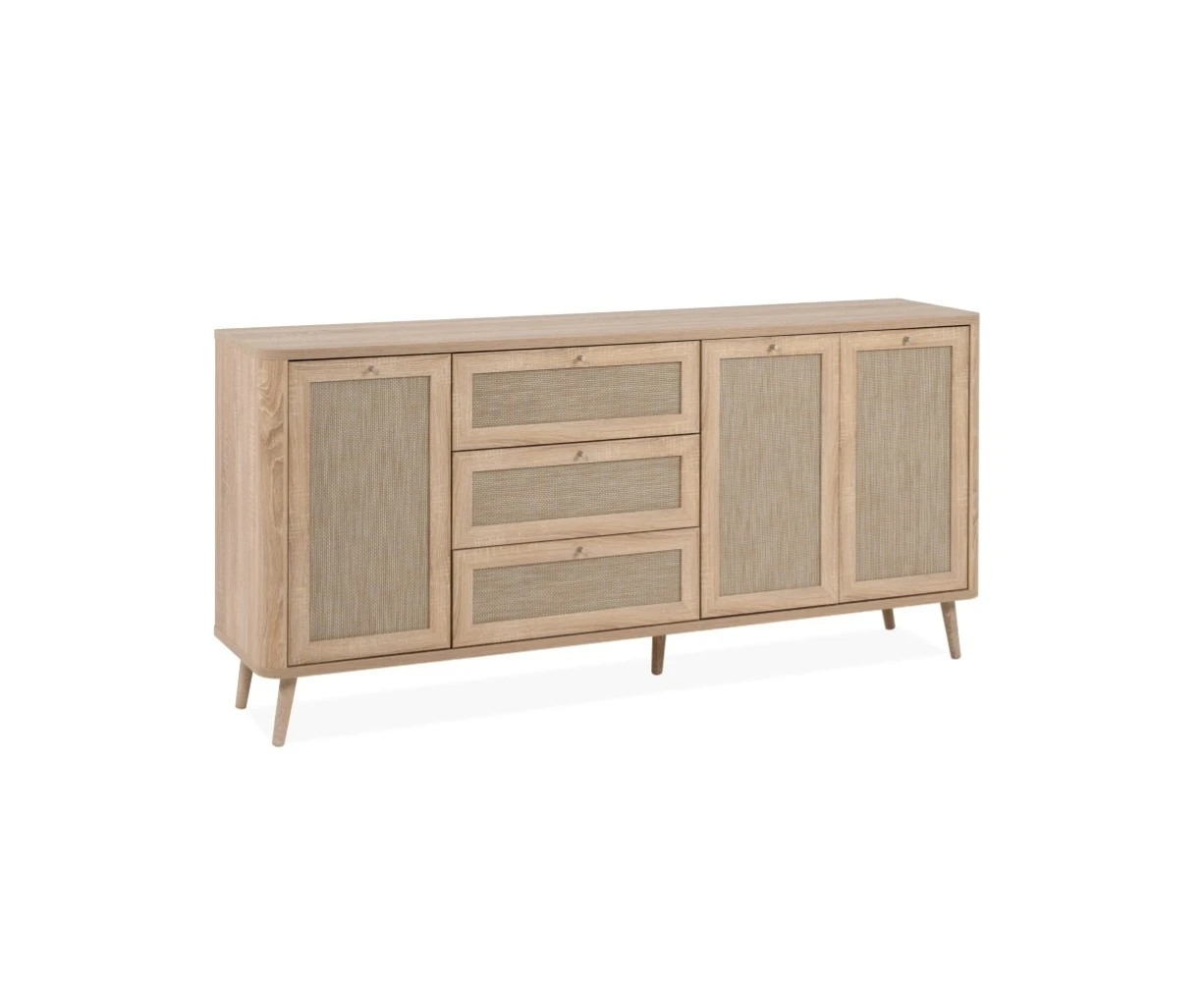 Kuta Buffet Sideboard Storage Cupboard 3 doors 3 drawers oak