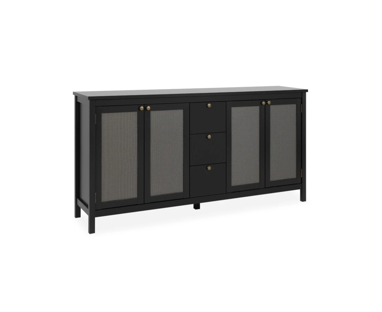 Kodu Cordoba Buffet Sideboard Storage Cupboard 4 doors 3 drawers black