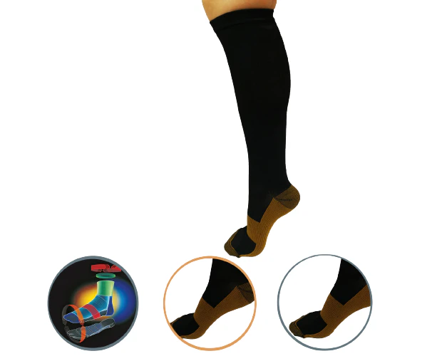 AXIGN Medical Compression Stockings Socks Travel Flight Circulation High - Black