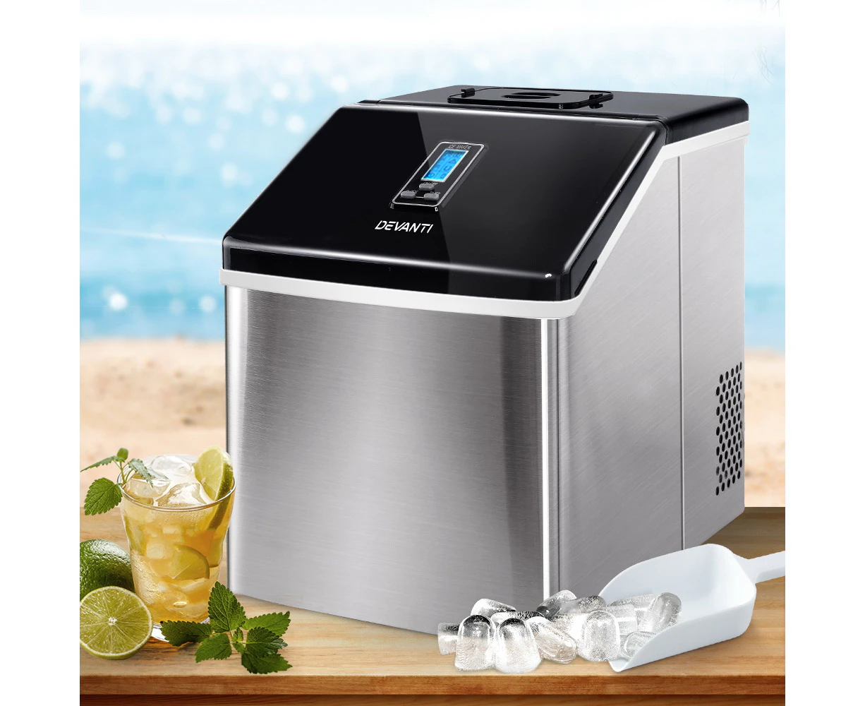 Devanti 3.2L Portable Ice Maker Commercial Ice Cube Machine Stainless Steel