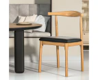 Artiss Dining Chair Rubber Wood Leather Seat Black