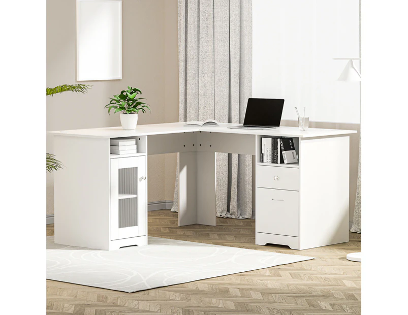 Artiss Corner Computer Desk Office Study Desks Table Drawers L-Shape Workstation