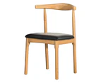 Artiss Dining Chair Rubber Wood Leather Seat Black