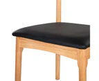 Artiss Dining Chair Rubber Wood Leather Seat Black