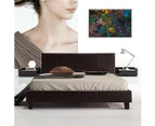 Queen PU Leather Bed Frame Brown