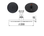 WELS Gooseneck Shower set 200mm Shower head 5-Mode Handheld head Shower mixer tap Top/Bottom Water Inlet Black