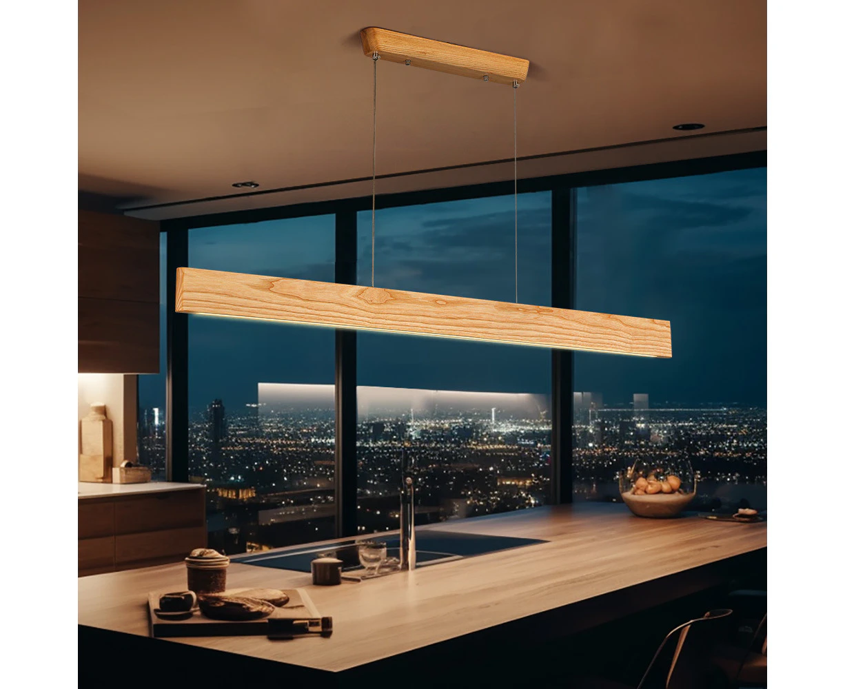 Krear 180cm Linear Pendant Light Ashwood Led Kitchen Benchtop Drop Lights