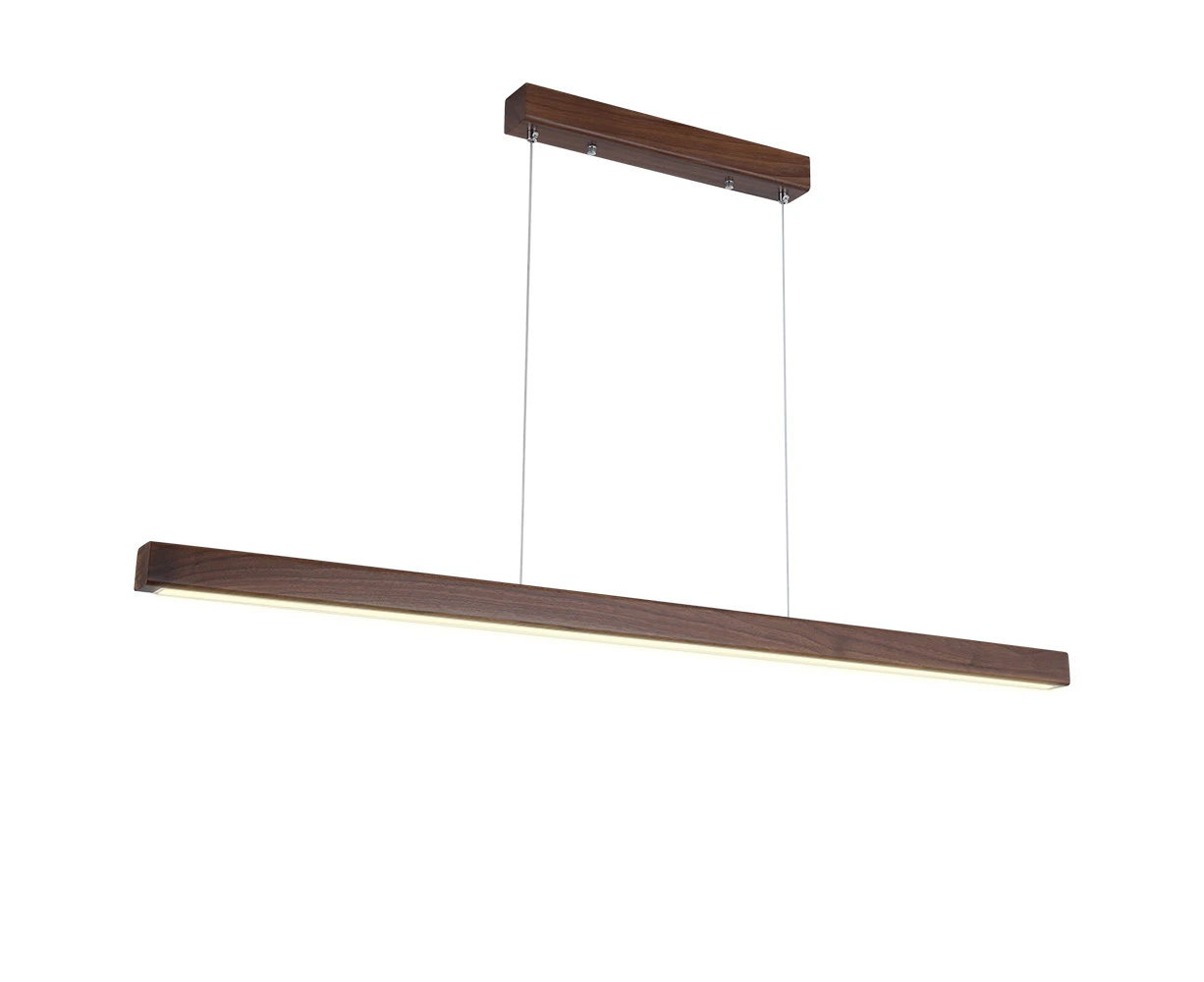 Krear 150cm Linear Pendant Light Walnut Led Kitchen Benchtop Drop Lights