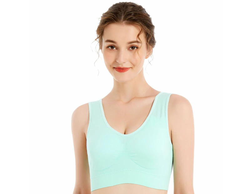Women's Sports Bra, Seamless Comfort Sports Style Undershirt with Removable Padded Bra-Light green