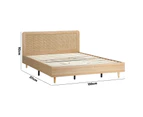 Oikiture Bed Frame King Size Wooden Bed Frame Rattan Headboard