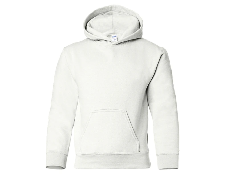 Gildan Heavy Blend Childrens Unisex Hooded Sweatshirt Top / Hoodie (White) - BC469