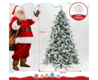 Costway 1.86m Pre-Lit Snow Flocked Christmas Tree Pine Needle Hinged PE Xmas Tree 752 Branch Tips & 250 LED Home Decor w/Gloves