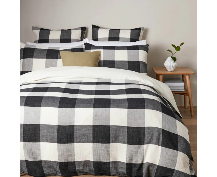 Target Ottis Gingham Check Quilt Cover Set - Black