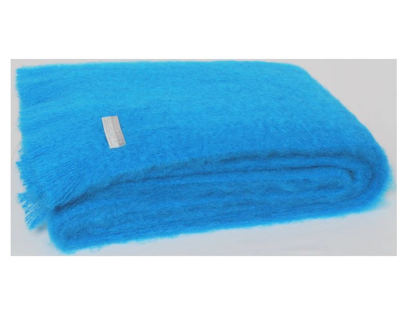 Masterweave Windermere Mohair Throw Rug Blanket -Turquoise