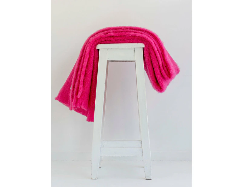 Masterweave Windermere Mohair Throw Rug Blanket - Hot Pink