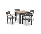 Balmoral 4 Seater Square Teak Top Aluminium Dining Table with Capri Chair - Outdoor Dining Settings - Charcoal