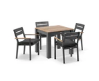 Balmoral 4 Seater Square Teak Top Aluminium Dining Table with Capri Chair - Outdoor Dining Settings - Charcoal