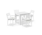 Santorini Outdoor 4 Seater Square Aluminium Dining Table with Santorini Chairs - Outdoor Dining Settings - White