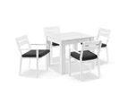 Santorini Outdoor 4 Seater Square Aluminium Dining Table with Santorini Chairs - Outdoor Dining Settings - White