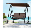 Gardeon Outdoor Swing Chair Garden Bench Furniture Canopy 2 Seater Brown