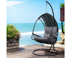 Gardeon Outdoor Egg Swing Chair Wicker Furniture Pod Stand Armrest Black