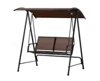 Gardeon Outdoor Swing Chair Garden Bench Furniture Canopy 2 Seater Brown