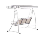 Gardeon Outdoor Swing Chair Garden Bench Furniture Canopy 3 Seater White Grey