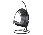 Gardeon Outdoor Egg Swing Chair Wicker Furniture Pod Stand Armrest Black