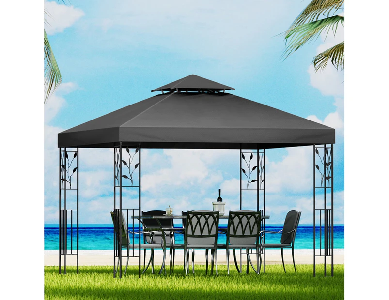 InstaHut Gazebo 3x3m Marquee Outdoor Wedding Party Event Tent Home Iron Art Shade Grey