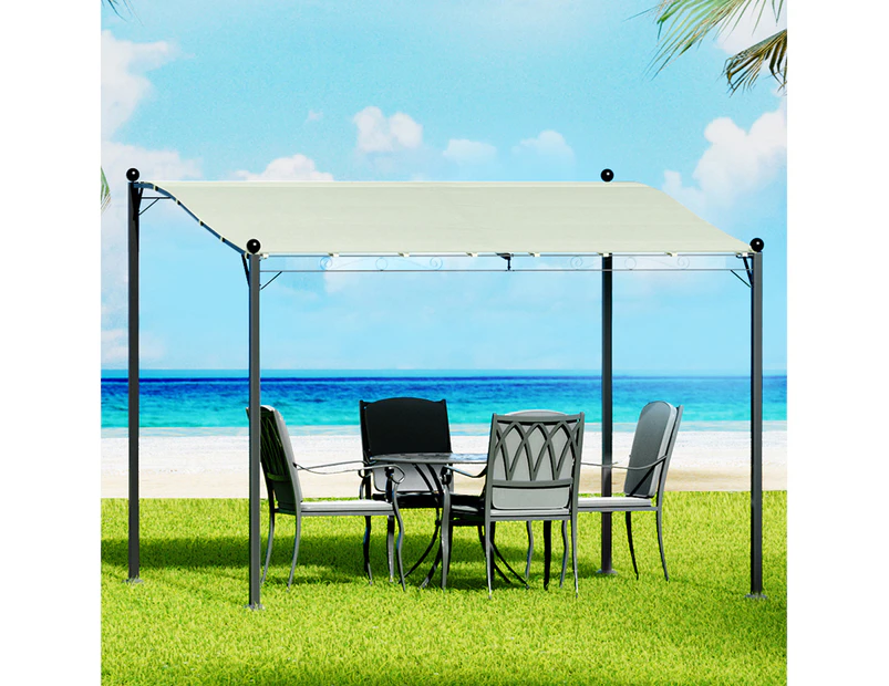 InstaHut Gazebo Marquee 3m Outdoor Event Wedding Tent Camping Party Shade Iron Art Canopy Beige