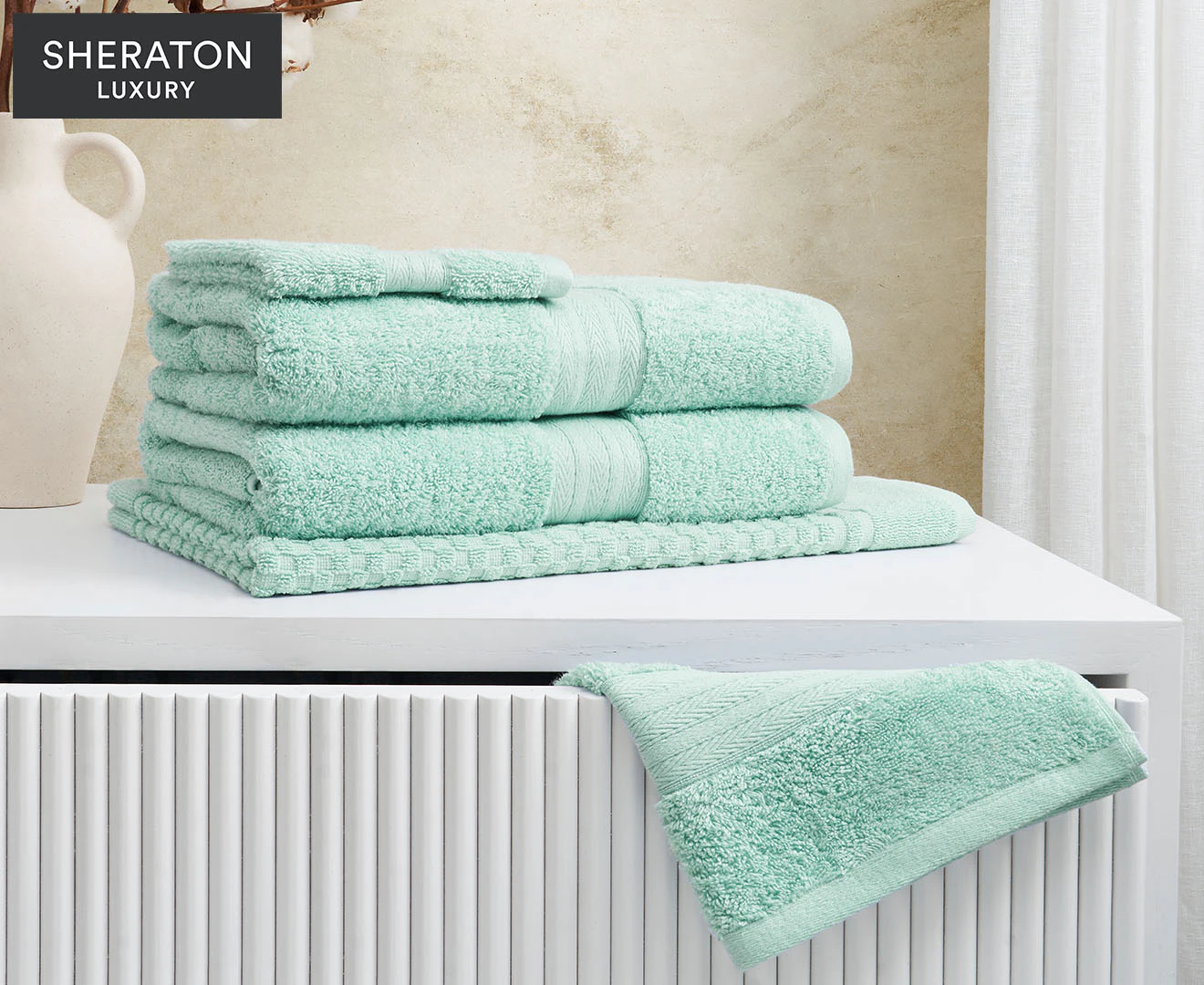 Sheraton Luxury Egyptian Cotton 5-Piece Towel Set - Frosted Mint