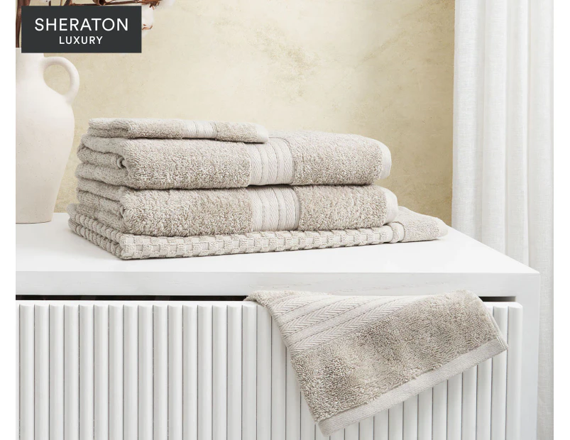 Sheraton Luxury Egyptian Cotton 5-Piece Towel Set - Flax