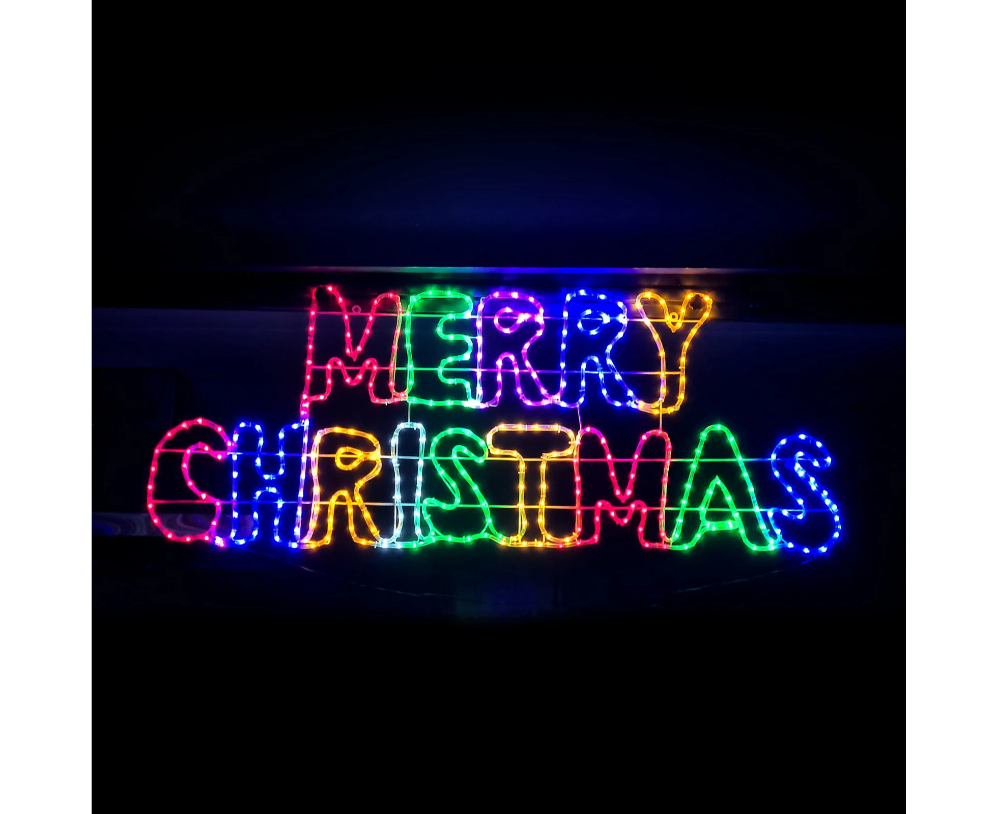 Christmas LED Motif Animated Merry Christmas 160x60cm Rainbow Edition Outdoor