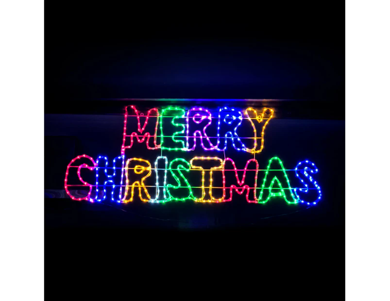 Christmas LED Motif Animated Merry Christmas 160x60cm Rainbow Edition Outdoor