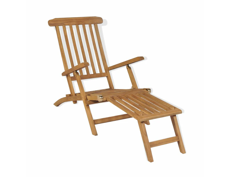 vidaXL Deck Chair with Footrest Solid Teak Wood