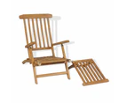 vidaXL Deck Chair with Footrest Solid Teak Wood