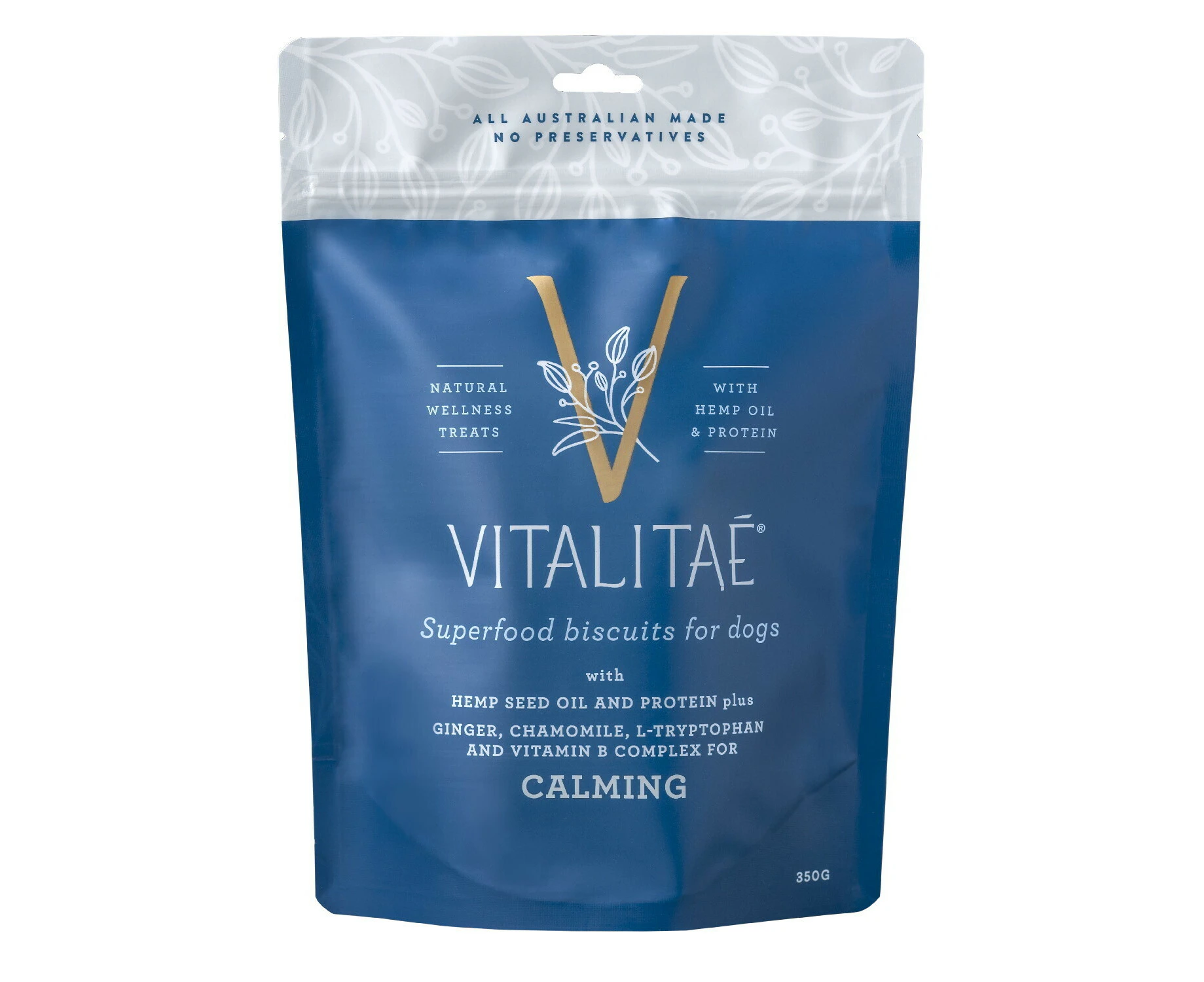 Vitalitae Dog 350g Biscuits Calming w/ Hemp Oil/Protein Pet Food Healthy Treats