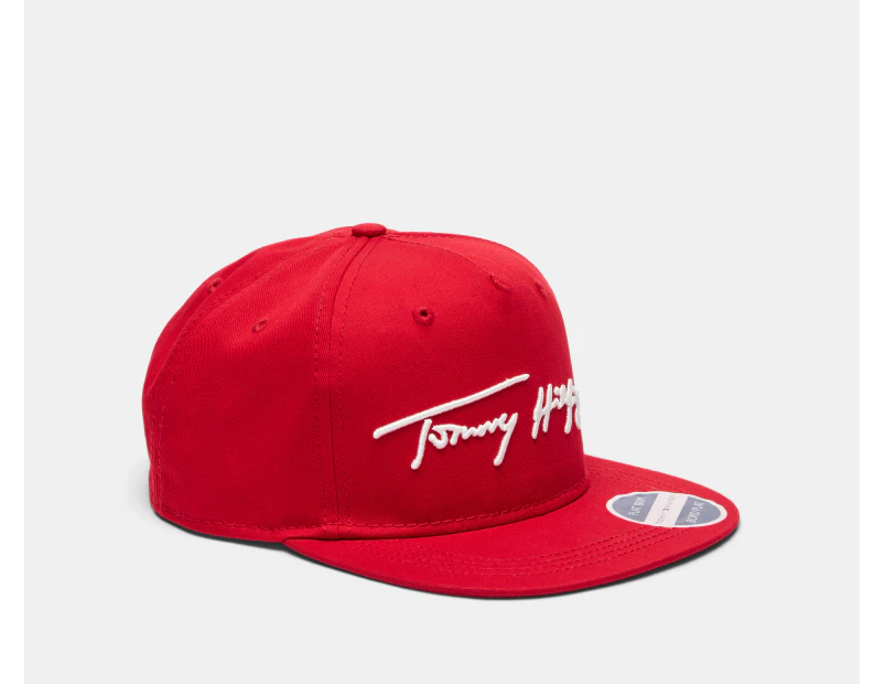 Tommy Hilfiger Signature Flat Brim Cap - Apple Red