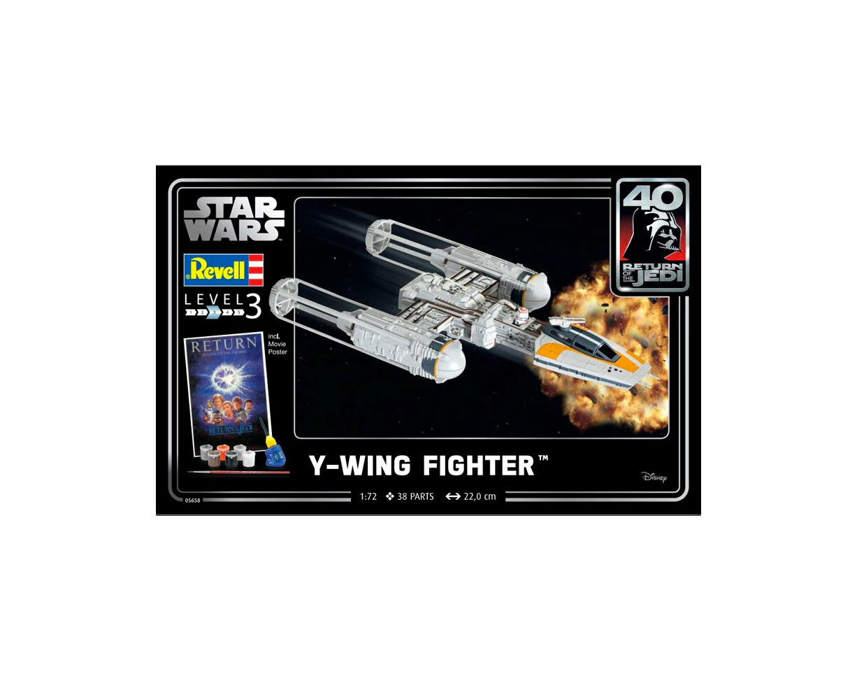 Revell 1:72 Y-Wing Fighter Kids/Teens Scale Model Replica Toy Gift Set 10y+