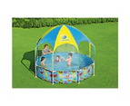 Bestway 2.44m Steel Pro UV Splash N Shade Play Pool w/ Sunshade Kids Swimming