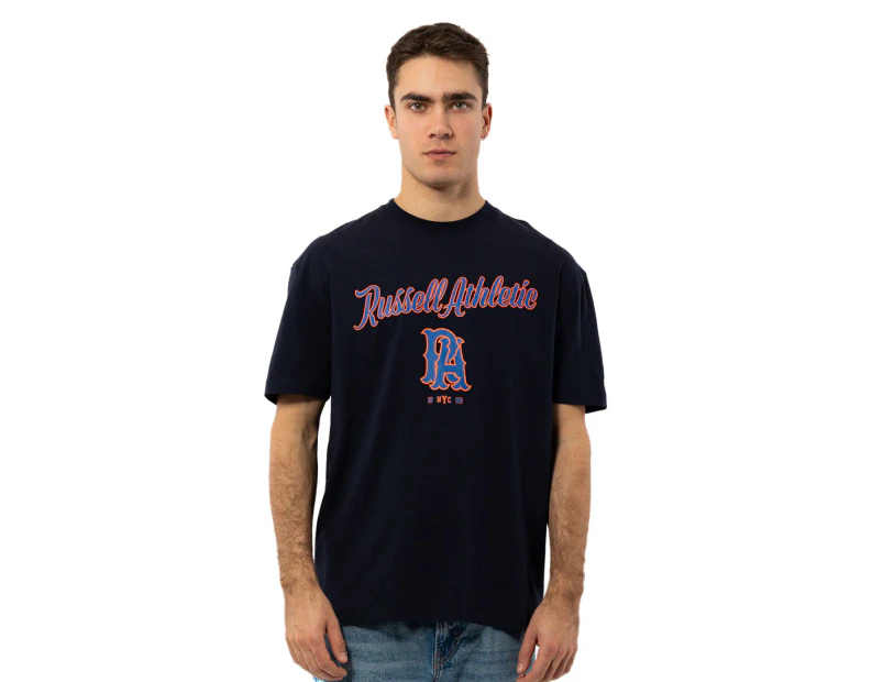 Russel Athletic Men's Strike Out Tee / T-Shirt / Tshirt - Michigan Navy