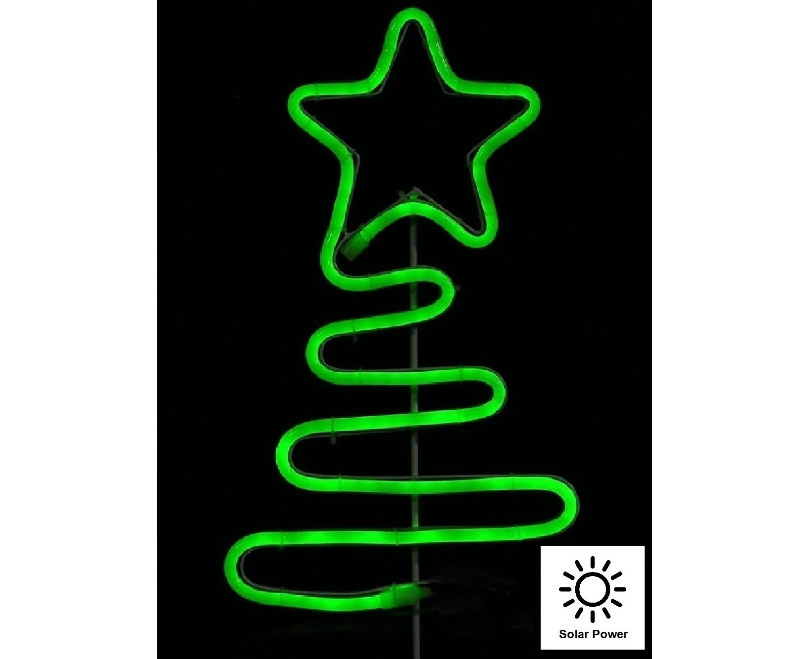 Green Neon Flex Wavey Christmas Tree Solar Powered Path Light - 38cm