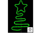Green Neon Flex Wavey Christmas Tree Solar Powered Path Light - 38cm - Green on White frame