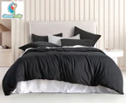 CleverPolly Vintage Washed Microfibre Quilt Cover Set - Black